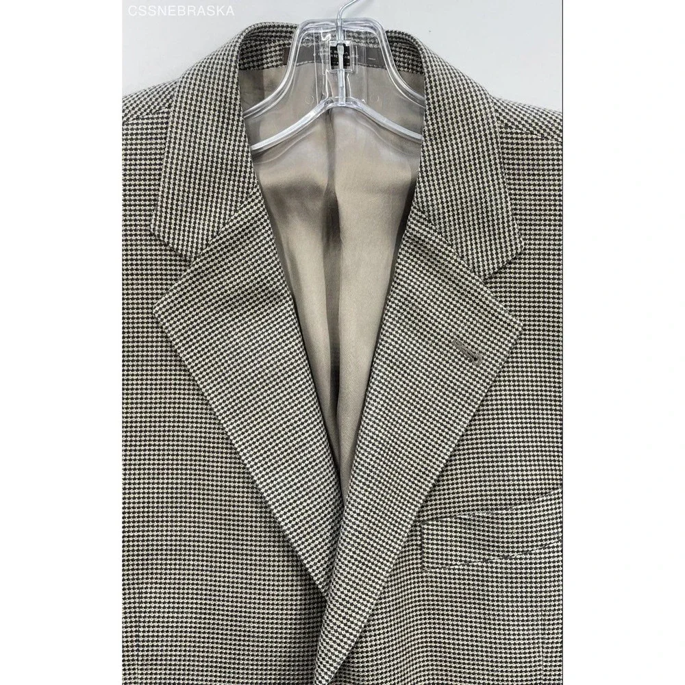Joseph Abboud Tan Men's‎ Wool/Silk Glen Plaid Suit Sportcoat - Size 42R